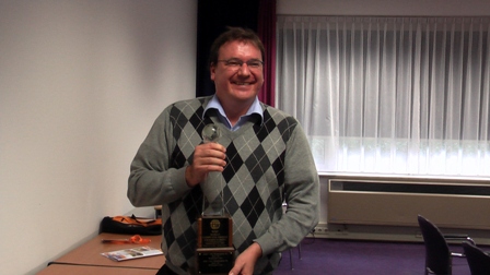 John Norris with the first prize in WCBC 2011 in Verdhoven. Shark Bridge won the final against Q-Plus Bridge with 175-94.